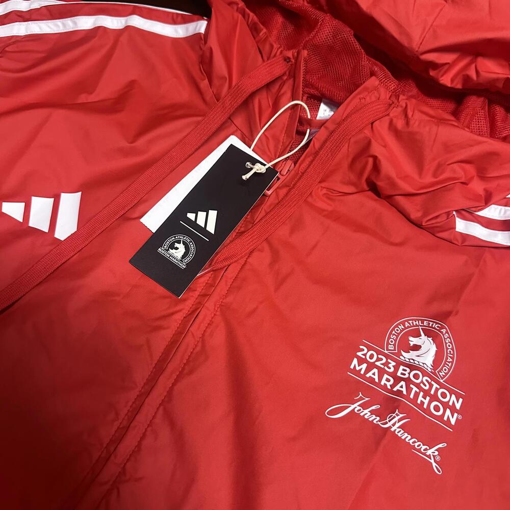 Adidas Y2K Vintage Red Boston Marathon 2023 Windbreaker Jacket Mens Size Large - Picture 2 of 5